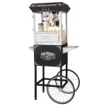 Great Northern Popcorn Lincoln 8 oz. Black Popcorn Machine with Mobile Serving Cart thumbnail 2