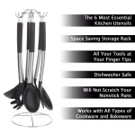 Classic Cuisine 7-Piece Stainless Steel and Silicone Kitchen Utensil Set with Holder thumbnail 3