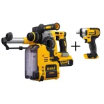 DEWALT 20V MAX XR 1 in. SDS Plus Rotary Hammer Kit with Dust Extractor, (2) 5 Ah Batteries & 1/2 in. Impact Wrench thumbnail 1