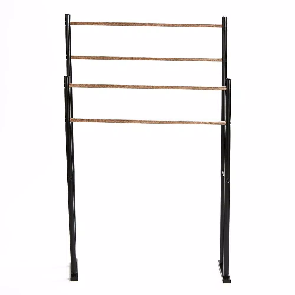 Mind Reader Black 2-Tier Freestanding Towel Rack with 4 Bars