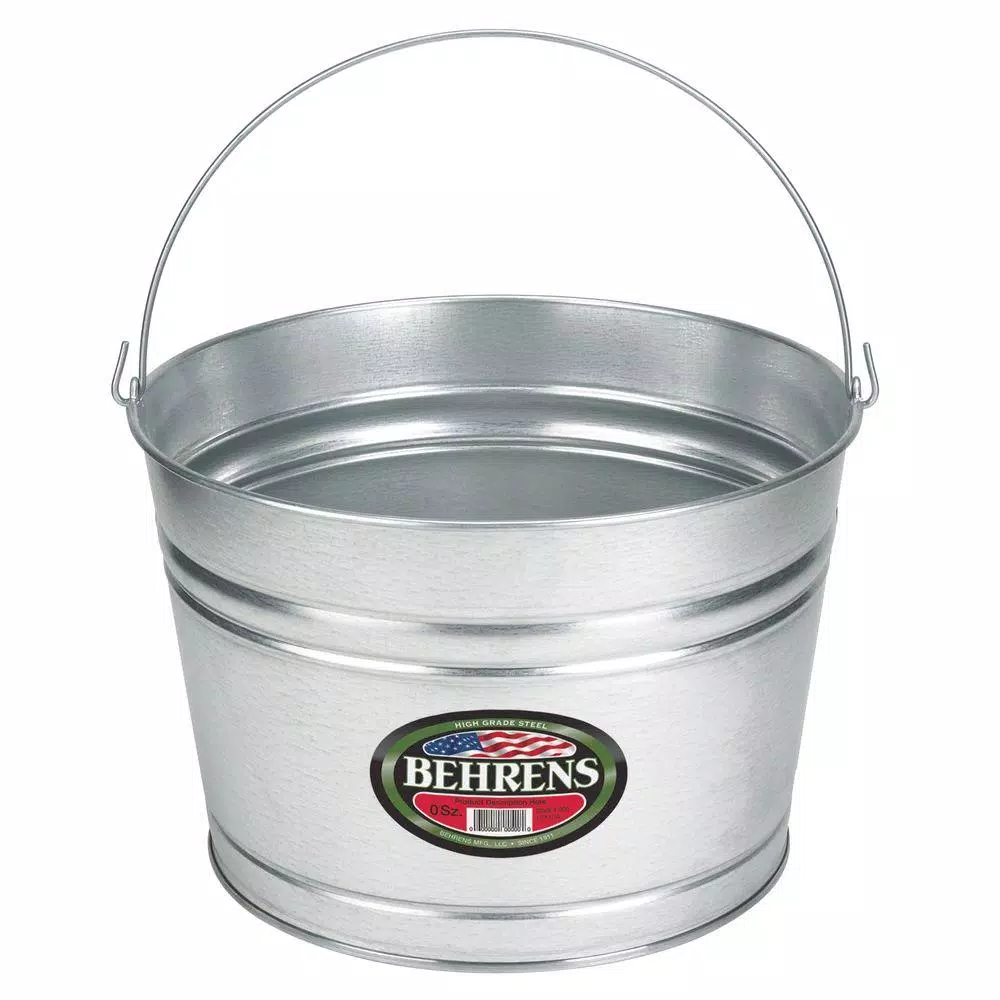 Behrens 4.25 Gal. Galvanized Steel Pail, Heavy Duty Round Metal Bucket