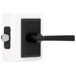 Baldwin Reserve Taper Dark Bronze Passage Door Lever with Rustic Square Rose thumbnail 1