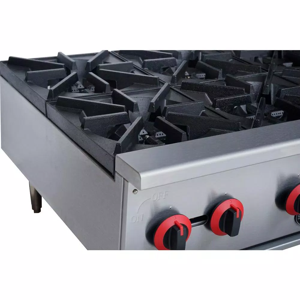 SABA 24 in. Commercial 4-Burner Gas Hotplate Cooktop, Stainless Steel