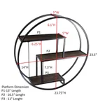 Admired By Nature 23 in. Black Round 3-Tier Iron and Wood Wall-Mounted Floating Shelves thumbnail 2