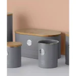 Typhoon Living Grey Bread Bin with Sustainable Bamboo Lid thumbnail 3