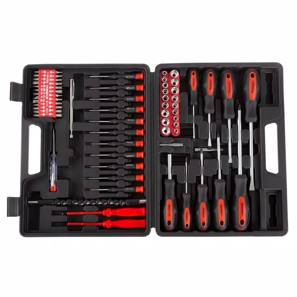 Stalwart 70-Piece Steel Screwdriver and Hand Tool Set with Carrying Case