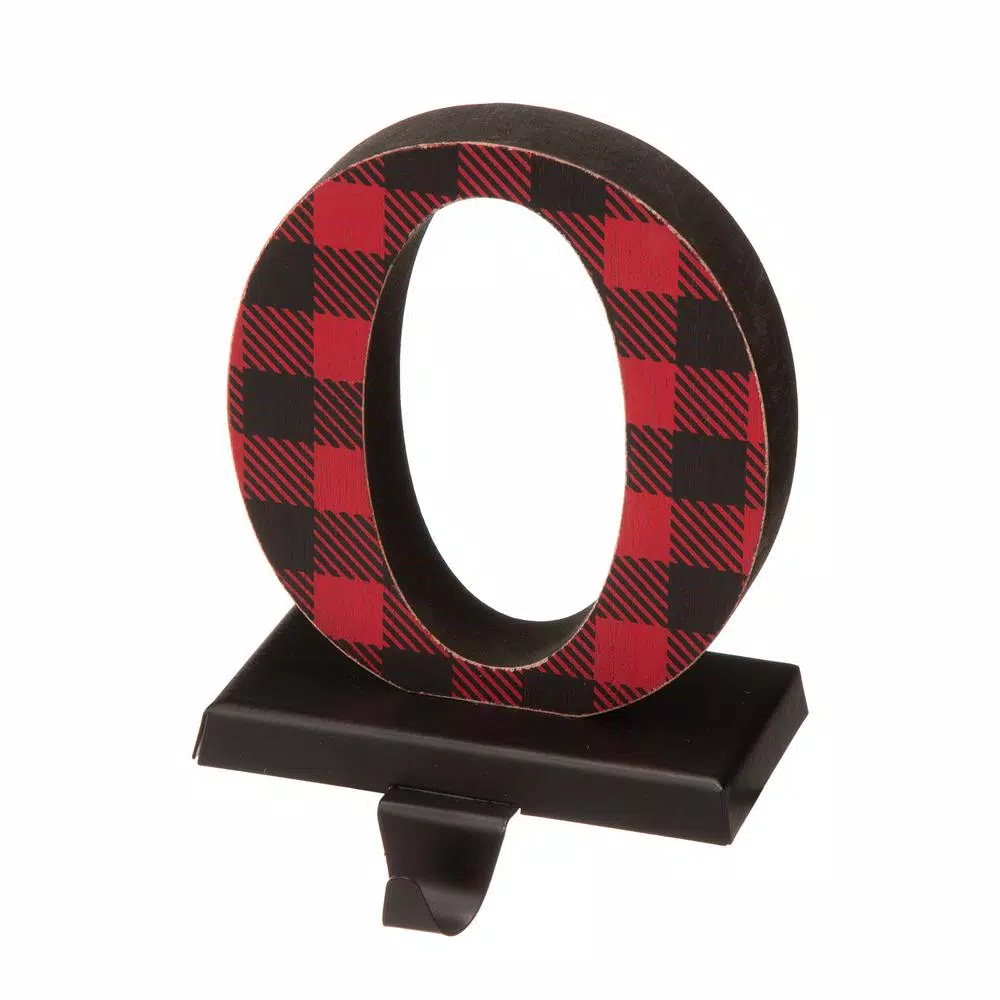 Glitzhome NOEL Buffalo Plaid Christmas Stocking Holder Set of 4 - Wood and Metal