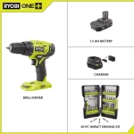 RYOBI 18V ONE+ 1/2 in. Cordless Drill/Driver Kit with 1.5 Ah Battery, Charger, and 40-Piece Impact Rated Driving Kit thumbnail 2