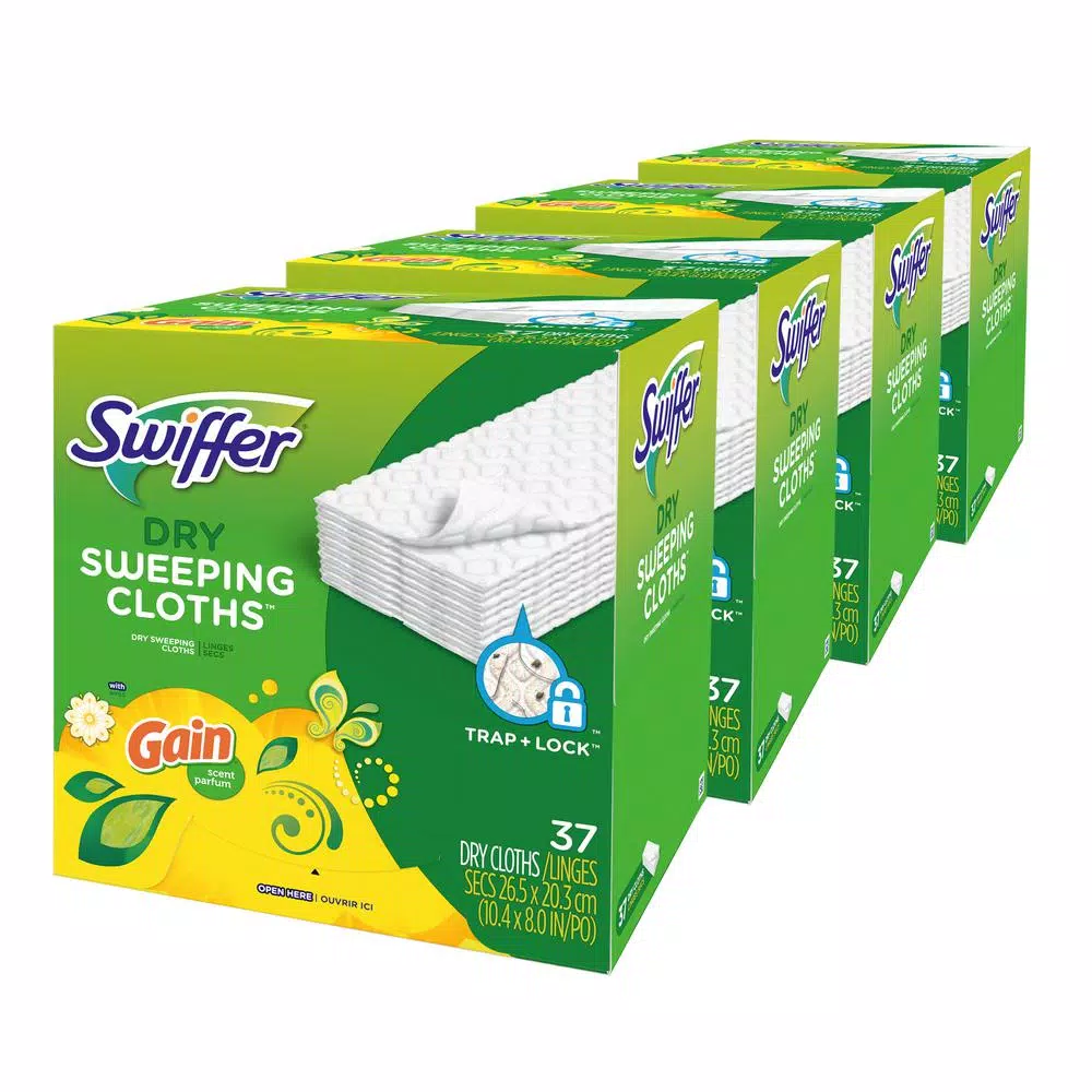 Swiffer Sweeper Dry Cloth Refills with Gain Original Scent, 37-Count, 4-Pack