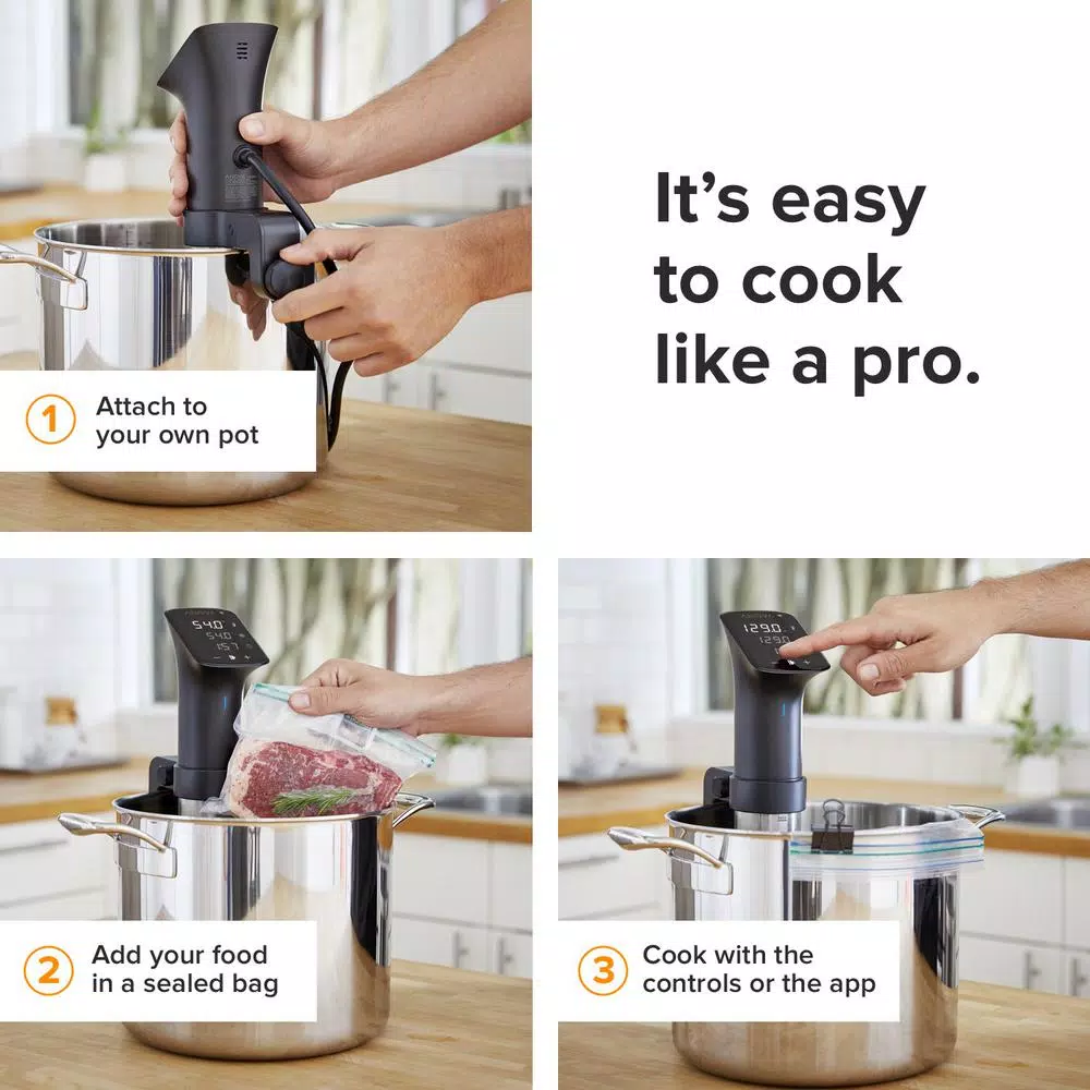 Anova Precision Cooker Pro WiFi Sous Vide Immersion Circulator, Black and Silver