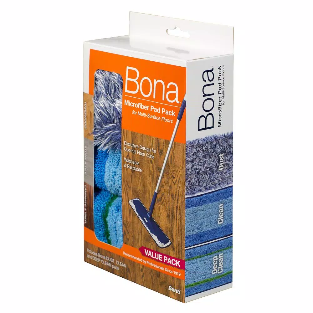Bona Microfiber Wet/Dry Mop Refill Pad Multipack, 3-Pack