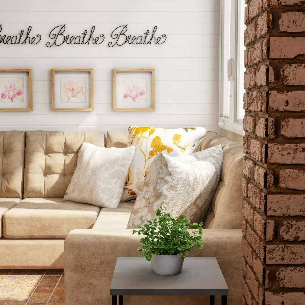 Lavish Home Breathe Decorative Metal Cutout Wall Sign, Matte Black