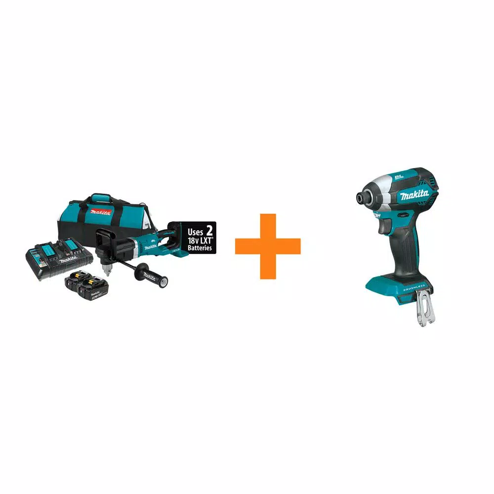 Makita 18V X2 (36V) LXT Brushless 1/2 in. Right Angle Drill Kit with Bonus 18V LXT Brushless Impact Driver