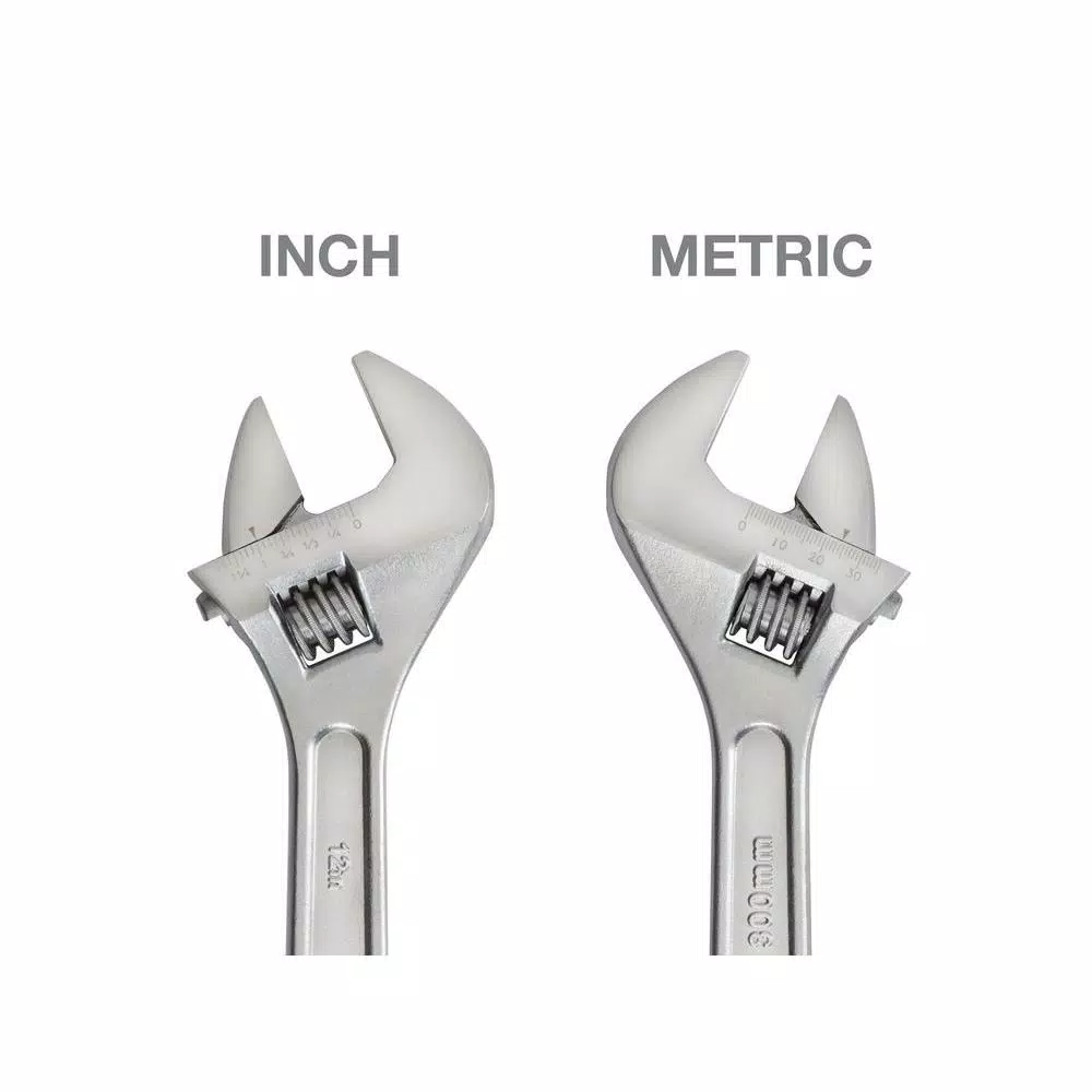 TEKTON 12 in. Adjustable Wrench, Carbon Steel with Satin Chrome Finish