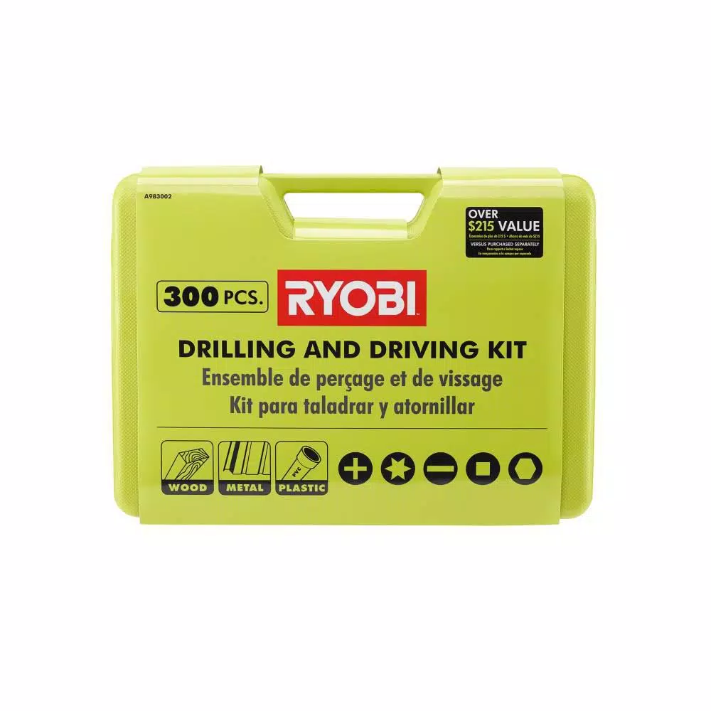 RYOBI 2-Piece Drill and Drive Accessory Kit: 40-Piece Impact Rated & 300-Piece Multi-Material Sets
