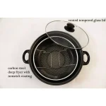 Cook Pro 4.5 Qt. Carbon Steel Deep Fryer Set with Frying Basket and Vented Glass Lid thumbnail 2