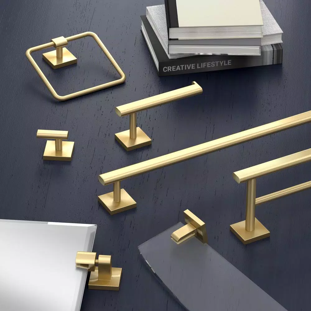 Gatco Elevate Euro Single Post Toilet Paper Holder, Brushed Brass