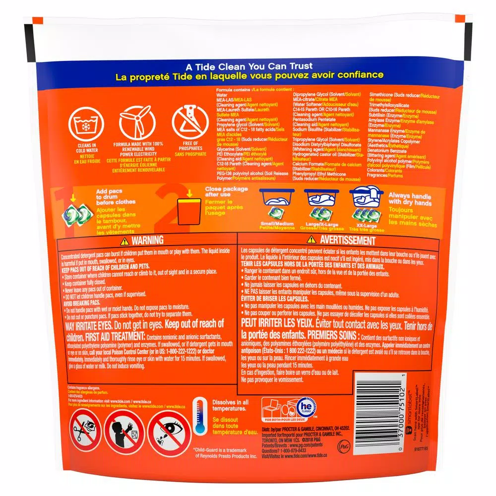 Tide PODS Ultra Oxi Laundry Detergent Pods, 15-Count (6-Pack)