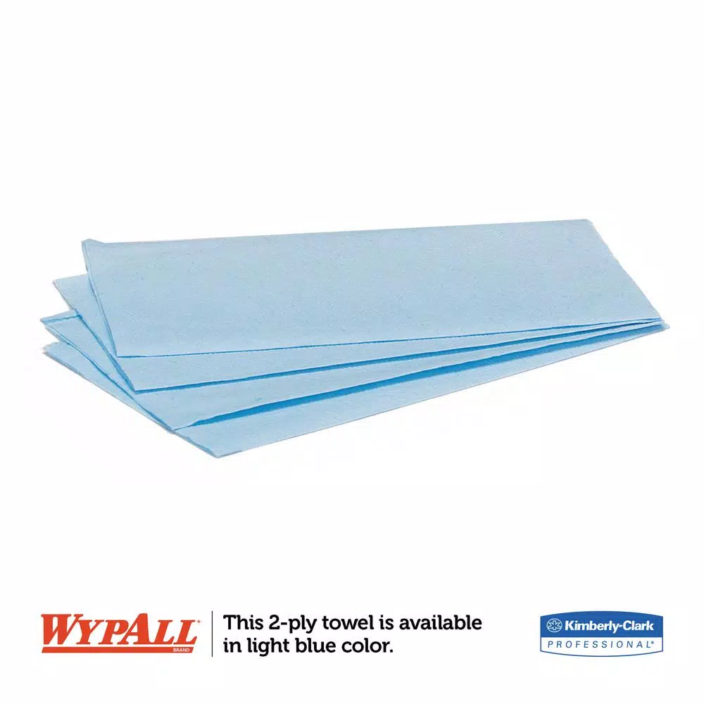 WYPAll L10 Windshield Wipers, 2-Ply Blue Disposable Wipes, 140/Pack, 16 Packs Per Carton