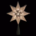 Northlight 8 in. Silver Mosaic 8-Point Star Christmas Tree Topper with Clear Lights thumbnail 2