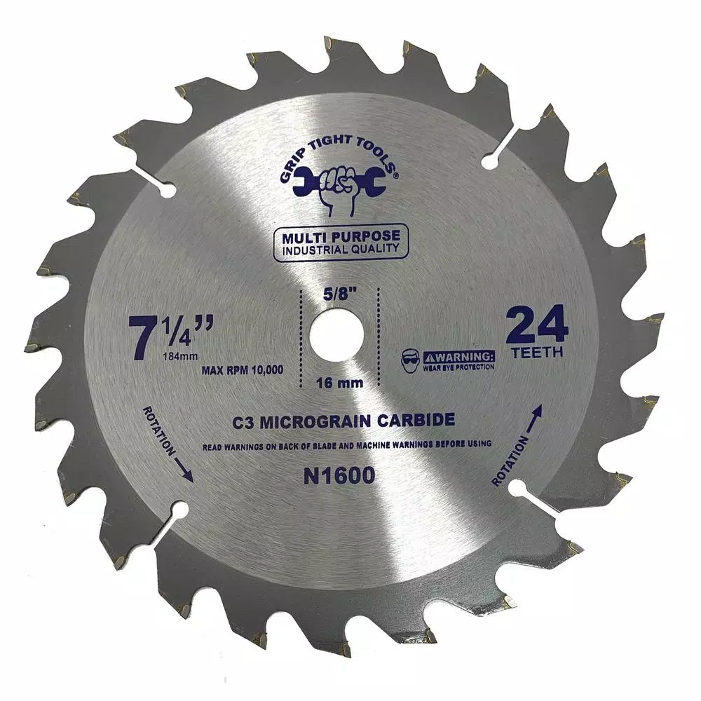 GRIP TIGHT TOOLS Grip Tight Professional 7-1/4 in. 24-Tooth Tungsten Carbide Tipped Circular Saw Blades, Multi-Purpose (25-Pack)