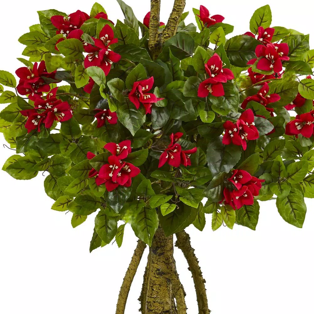 Nearly Natural 4.5 ft. Artificial Double Bougainvillea Topiary Tree with Oval Planter