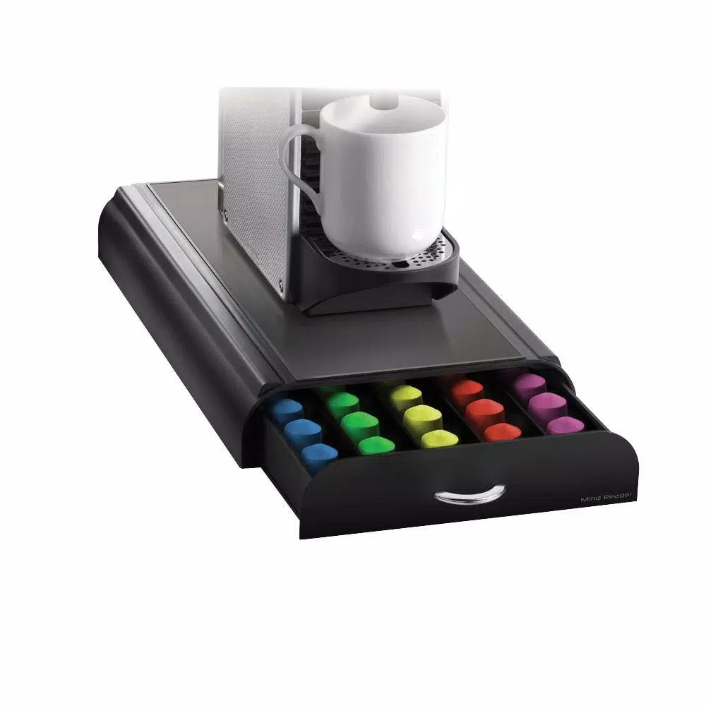 Mind Reader Anchor 50-Capacity Black Nespresso Capsule Storage Drawer with Heat-Resistant Top