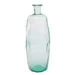 LITTON LANE Extra Large 29" Geometric Soda Lime Glass Flower Vase, Clear with Aquamarine Hue thumbnail 1