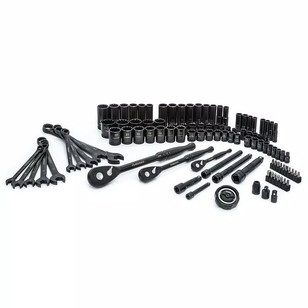 Husky 105-Piece Universal Mechanics Tool Set with 100-Position Ratchets and Knurl Grip Sockets