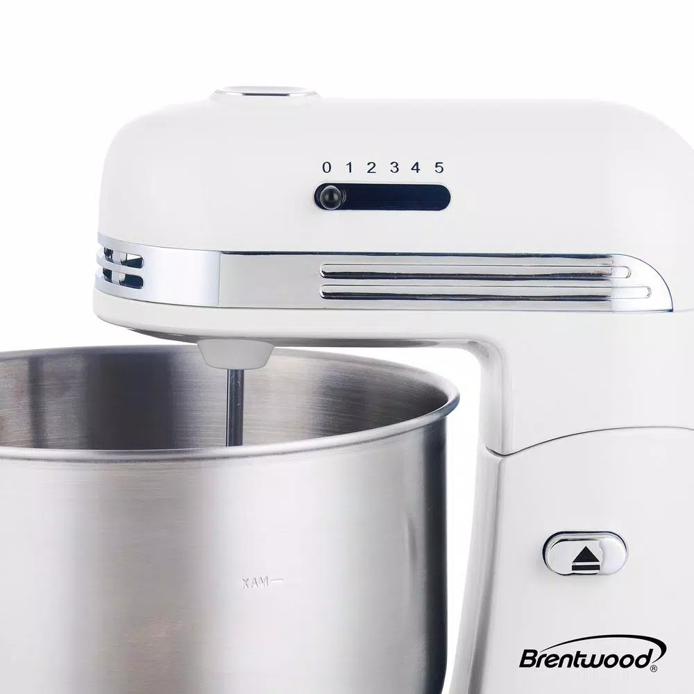 Brentwood Appliances Brentwood 5-Speed Stand Mixer with 3-Quart Stainless Steel Mixing Bowl, White