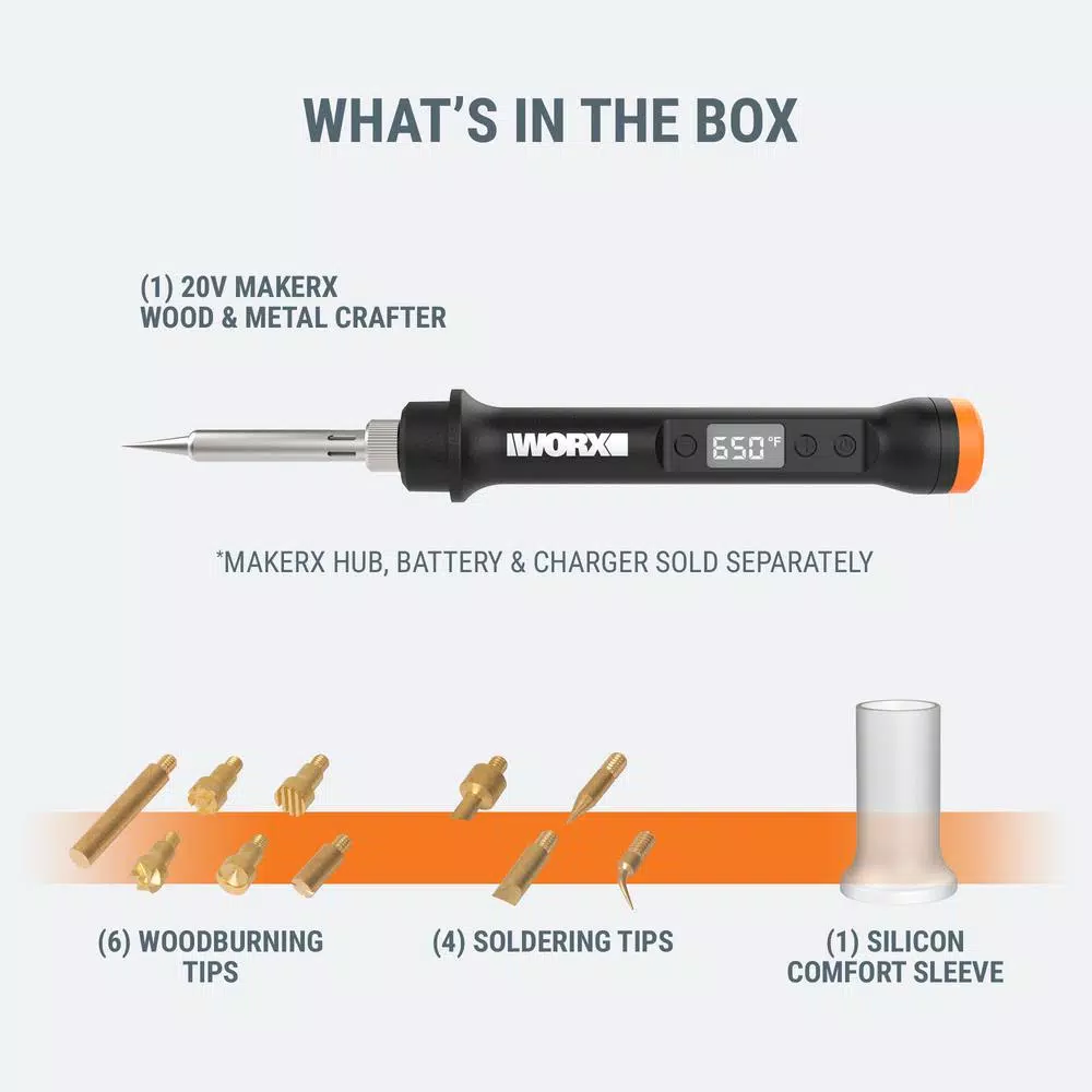 Worx MAKERX 20V Wood and Metal Crafter Rotary Tool Attachment with 12 Accessories
