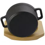 Gibson Home Campton 0.30 Qt. Oval Cast Iron Mini Casserole with Lid and Wooden Base thumbnail 3