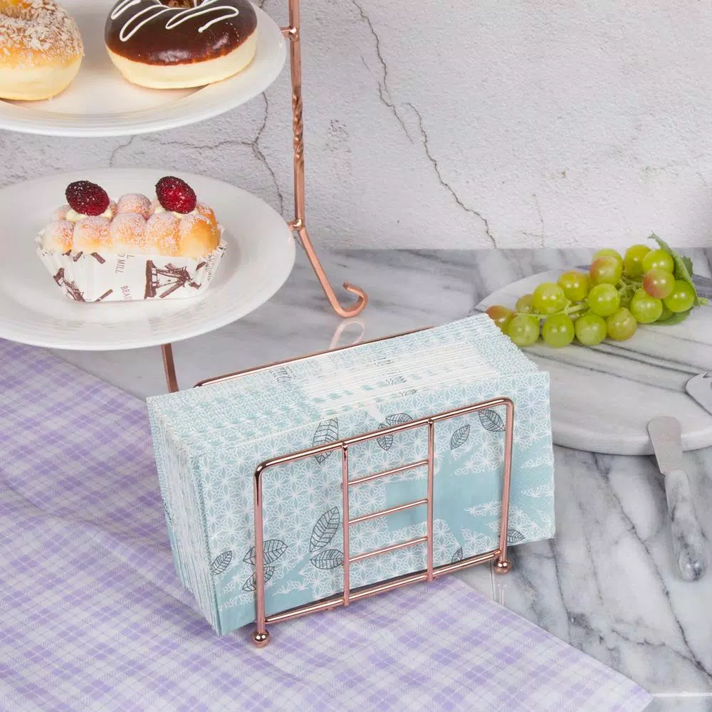 Creative Home Copper Plated Iron Napkin Holder, Elegant Metal Tissue Dispenser for Kitchen and Dining Table