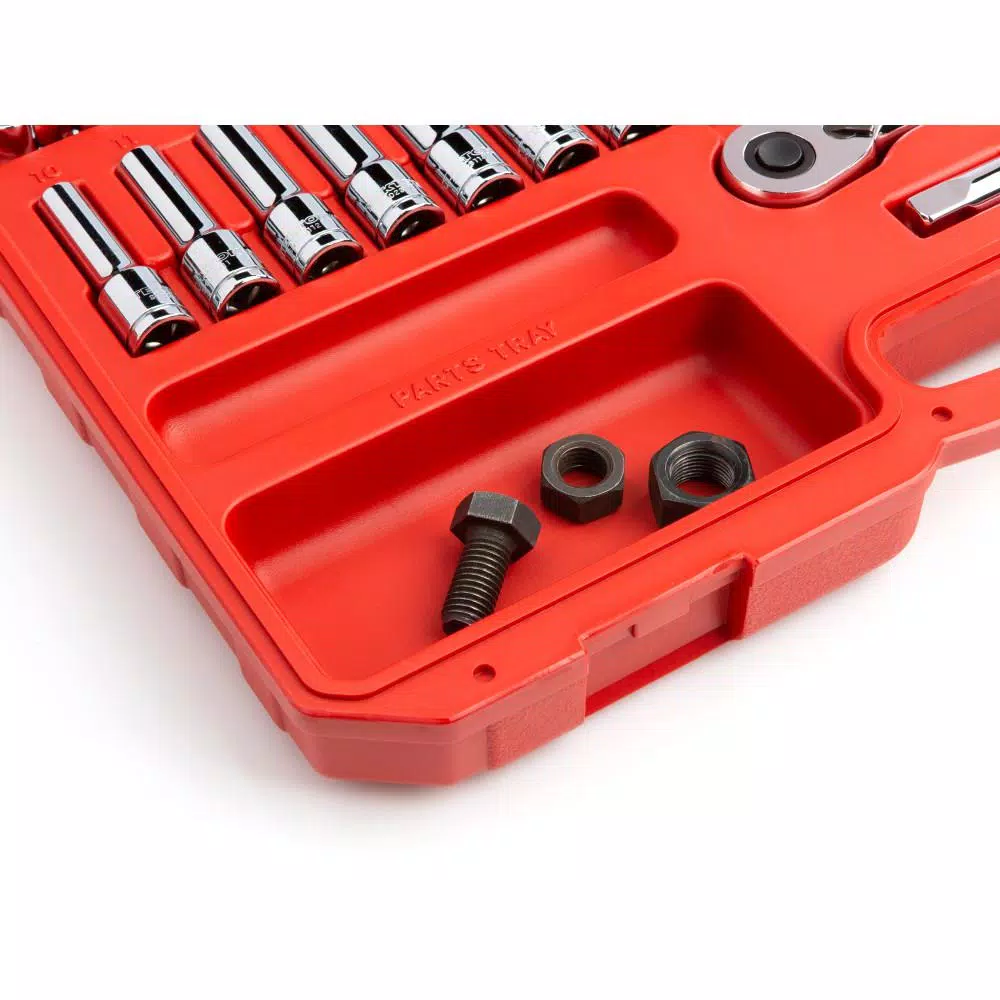 TEKTON 58-Piece 1/2 in. Drive 6-Point Socket and Ratchet Set, SAE & Metric