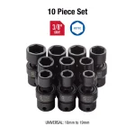 SUNEX TOOLS Sunex 3657 3/8 in. Drive Metric Universal Impact Socket Set, 10-Piece thumbnail 2