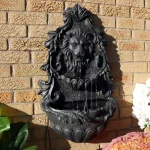 Sunnydaze Decor 30 in. Stoic Courage Lion Head Solar Wall Fountain with Battery Backup thumbnail 8