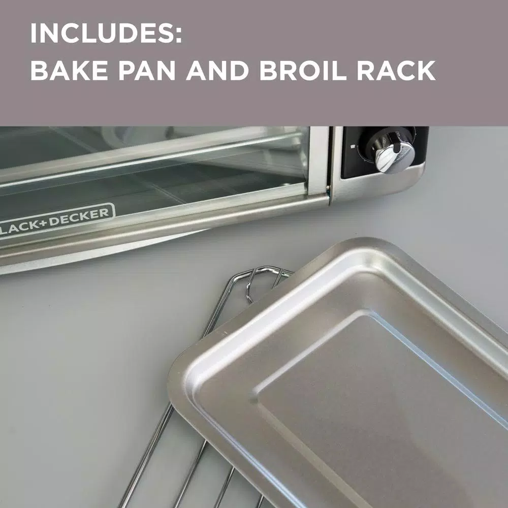 BLACK+DECKER 1500W 8-Slice Stainless Steel Convection Toaster Oven with Broiler