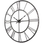 Utopia Alley Rivet Roman Industrial Oversize Wall Clock, 45-inch, Distressed Gray Metal thumbnail 4