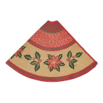 VHC Brands 50 in. Poinsettia Natural Tan Jute Tree Skirt with Holly Berry Red and Forest Green Stencil thumbnail 2