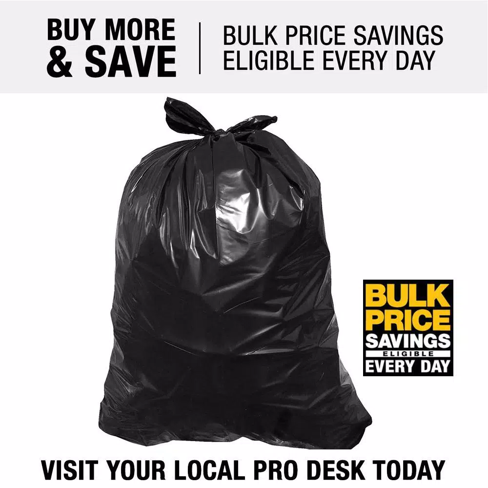 HUSKY 42 Gal. Heavy-Duty Contractor Trash Bags, 3 Mil Thickness, Black, 50-Count
