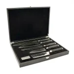 BergHOFF Martello 5-Piece German Steel Knife Set with Wooden Case - Textured Blades thumbnail 1