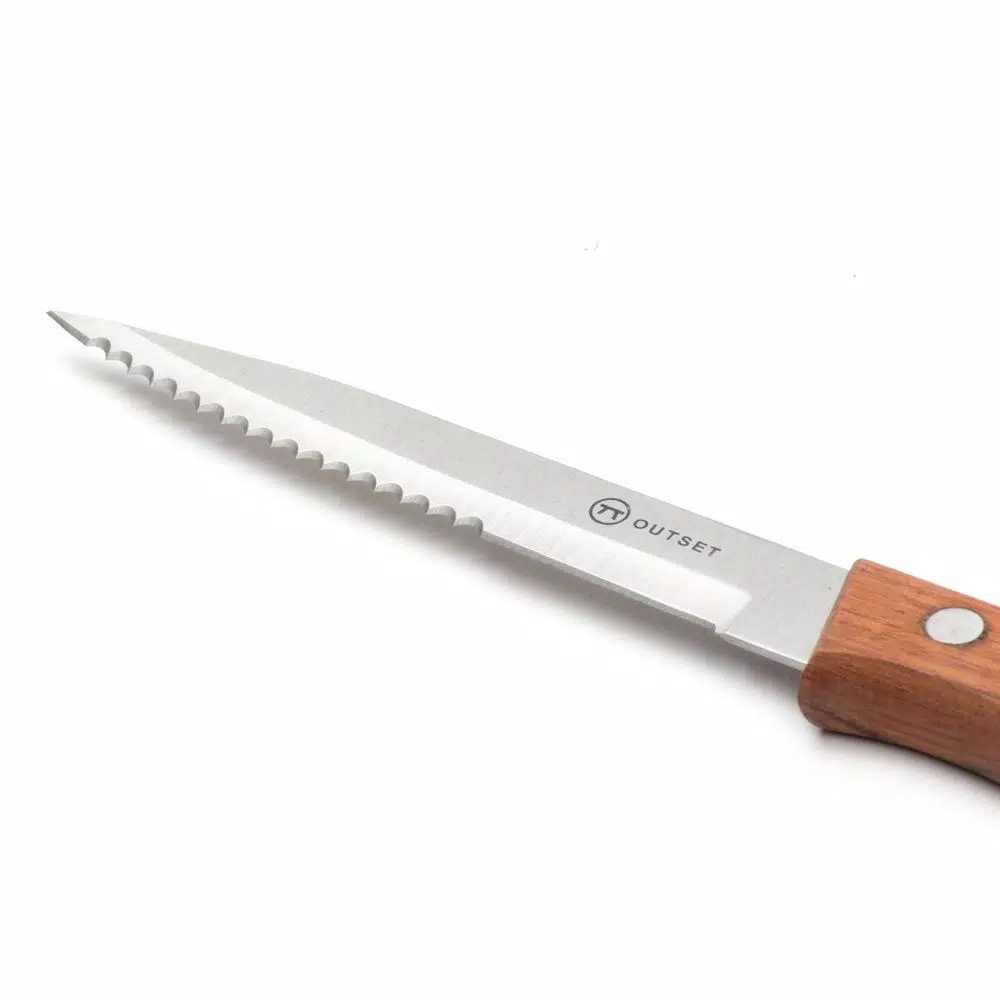 Outset Rosewood 6-Piece Stainless Steel Steak Knife Set with Serrated Edges