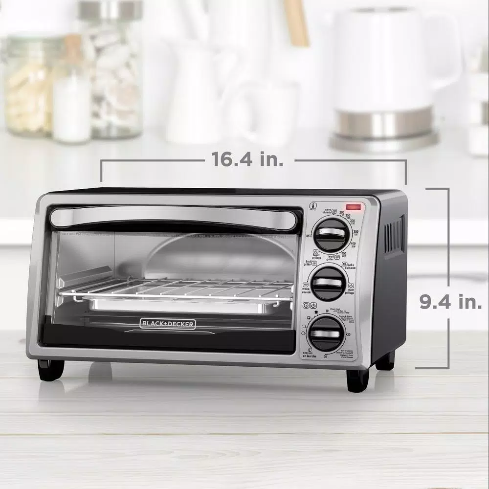 BLACK+DECKER 4-Slice Stainless Steel Toaster Oven with EvenToast Technology
