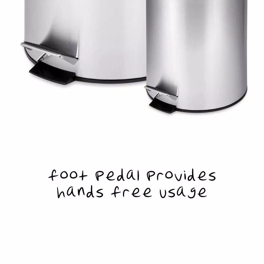 Honey-Can-Do Stainless Steel Step Trash Can Combo Set, 30L and 3L Round