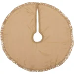 VHC Brands 21 in. Natural Burlap Christmas Tree Skirt with Fringed Edge and Reversible Taffeta thumbnail 2