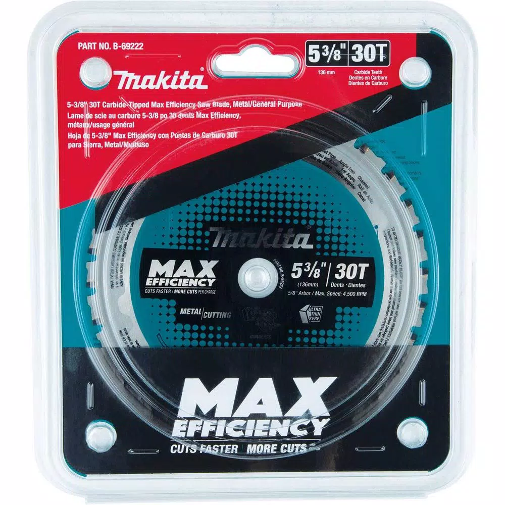 Makita 5-3/8 in. 30T Max Efficiency Carbide-Tipped Saw Blade for Metal and General Purpose