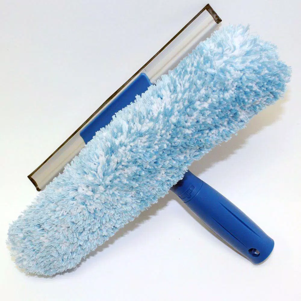 Unger 10 in. Microfiber Combination Squeegee and Scrubber with Connect and Clean System