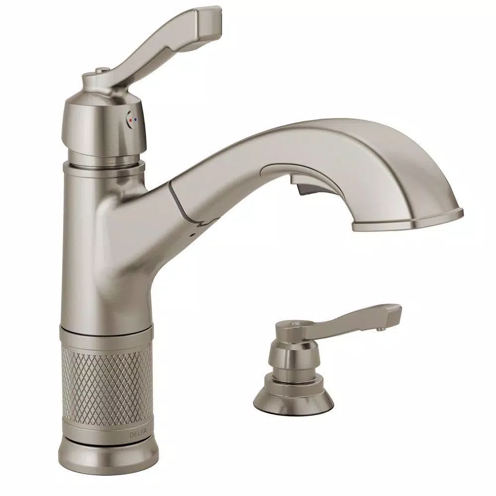 Delta Allentown Single-Handle Pull-Out Kitchen Faucet with Soap Dispenser, Stainless