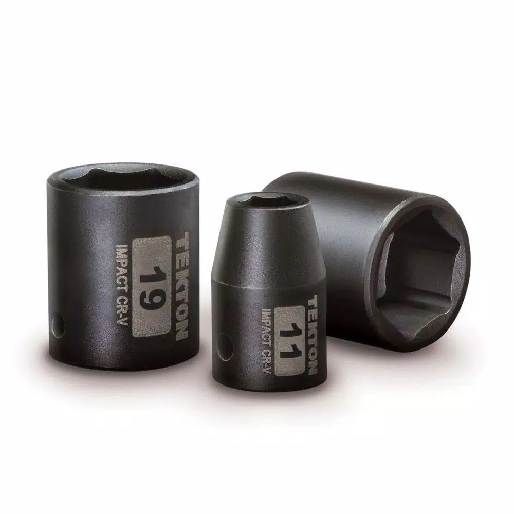 TEKTON 3/8 in. Drive 7-19 mm 6-Point Shallow Impact Socket Set, 13-Piece
