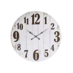 3R Studios Distressed White Wood Slat Wall Clock, 36-Inch Oversized Farmhouse Decor thumbnail 1
